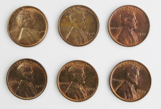 LINCOLN CENT LOT OF SIX COINS