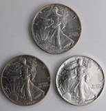 1989, 1990 AND 1991 AMERICAN SILVER EAGLES