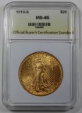 1916-S $20.00  ST.GAUDENS GOLD