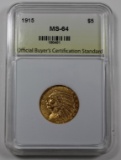 1915 $5.00 INDIAN GOLD