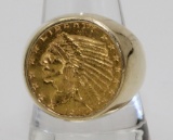 1926 $2.50 INDIAN GOLD AU IN A 14K RING