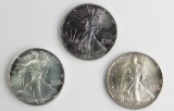 1986, 1988 AND 1989 AMERICAN SILVER EAGLES