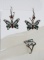 .925 & RED AND TURQUOISE ENAMEL BUTTERFLY SET