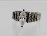 ESTATE STERLING SILVER RING WITH CZ'S. SIZE 10