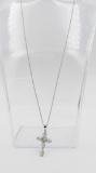 BEAUTIFUL STERLING SILVER AND CZ CROSS NECKLACE