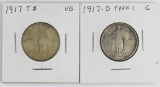 LOT OF TWO STANDING LIBERTY QUARTERS