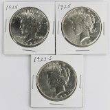 LOT OF THREE PEACE SILVER DOLLARS