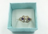 10K YELLOW GOLD DIAMOND & AMETHYST RING