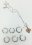 6 STERLING SILVER TOE RINGS & 1 NECKLACE