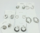 7 PAIRS OF STERLING SILVER HOOP EARRINGS