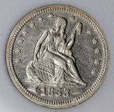 1853 ARROWS AND RAYS SEATED QUARTER