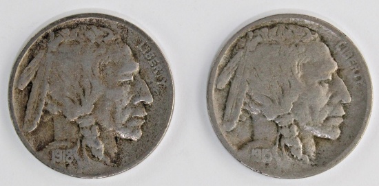 1918-D AND 1915-D BUFFALO NICKELS