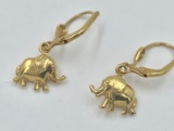 18K YELLOW GOLD ELEPHANT PIERCED EARRINGS