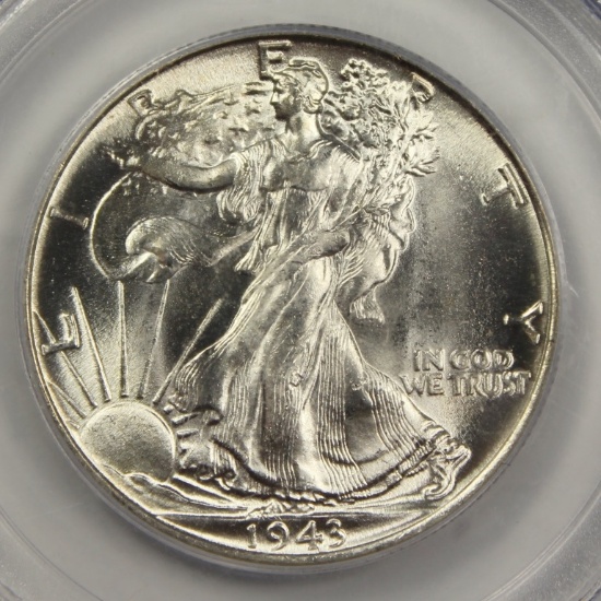 1943 WALKING LIBERTY HALF DOLLAR PCGS MS 65