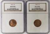 TWO 1936-S LINCOLN CENTS