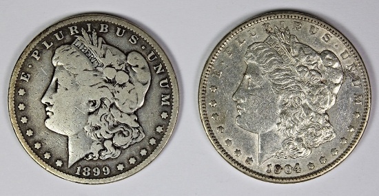 1904 AND 1899-S MORGAN SILVER DOLLARS
