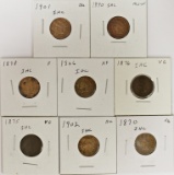 INDIAN CENT LOT: 8 COINS TOTAL