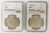 TWO NGC MS64 MORGAN DOLLARS: