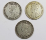 GROUP OF 3 CANADA HALF DOLLARS