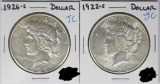 1922-S AND 1926-S PEACE SILVER DOLLARS