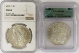 (2) MORGAN SILVER DOLLARS GRADED MS 64