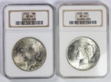 (2) 1922 PEACE SILVER DOLLARS