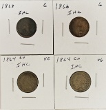 INDIAN CENT LOT: 4 COINS TOTAL