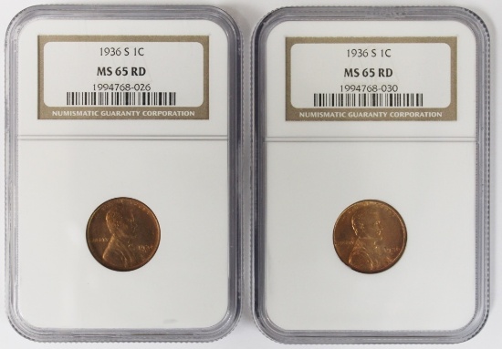 (2) 1936-S LINCOLN CENTS