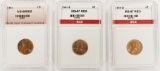 THREE LINCOLN CENTS: SUPERB RED BU: