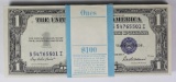 ORIGINAL PACK OF 100 PCS 1935-F $1 SILVER CERTS