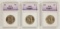 1957, 1956, AND 1954-S FRANKLIN HALF DOLLARS