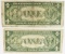 TWO PCS 1935-A HAWAII $1.00 SILVER CERTIFICATES