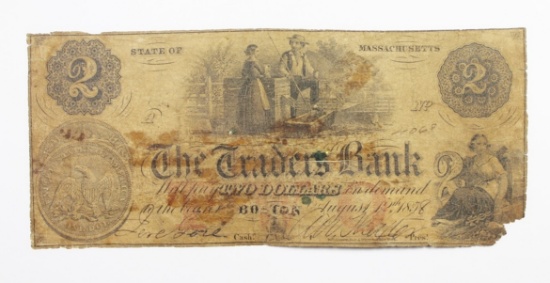 1858 $2 TRADERS BANK SEATED $ VIGNETTE