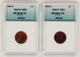 1939-S AND 1936-S LINCOLN CENTS