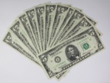 SET OF 12 1969 $5.00 FEDERAL RESERVE NOTES