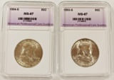 1954-S AND 1953-S FRANKLIN HALF DOLLARS