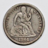 1864-S SEATED DIME