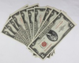 10 PIECE 1953 B $2.00 U.S. NOTES