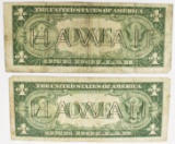 TWO PCS 1935-A HAWAII $1.00 SILVER CERTIFICATES