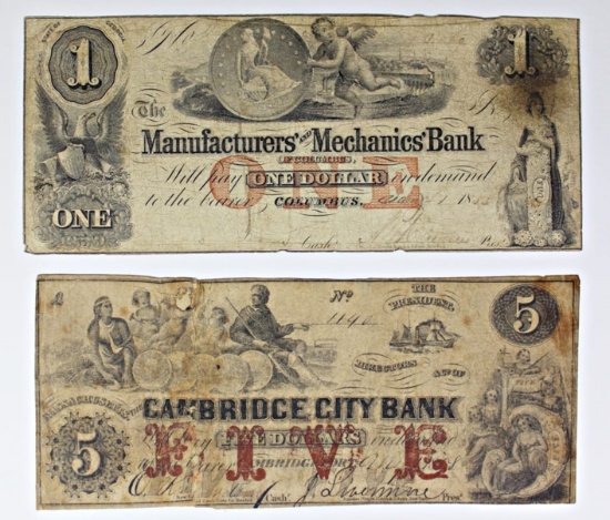 2-COIN NOTES. $5 CAMBRIDGE CITY BANK