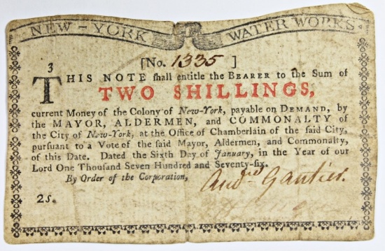 1-6-1776 COLONIAL TWO SHILLINGS