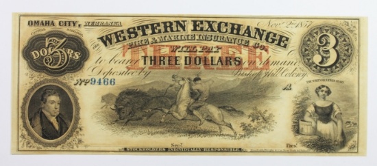 1857 $3 WESTERN EXCHANGE