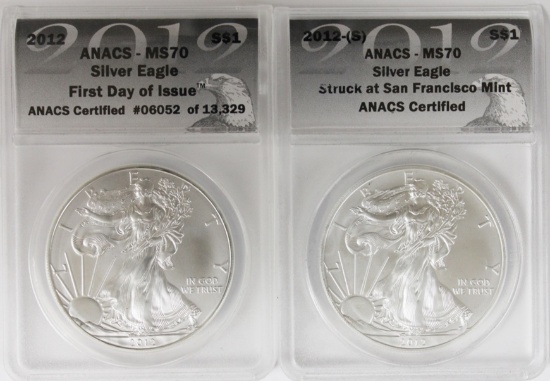 2012-S AND 2012 AMERICAN SILVER EAGLES