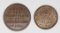 2 EARLY ENGLISH TRADE TOKENS 1860'S