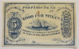 1860'S OBSOLETE FRACTIONAL FIVE CENT SCRIP