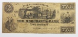 1859 $2 MERCHANTS BANK