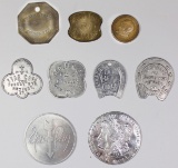 UNUSUAL LOT OF 9 VARIOUS TOKENS 1880'S