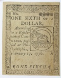 2/17/1776 $1/6 CONTINENTAL CURRENCY