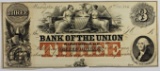 1851 $3 BANK OF THE UNION