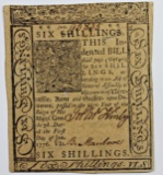 1/1/1776 6 SHILLINGS DELAWARE